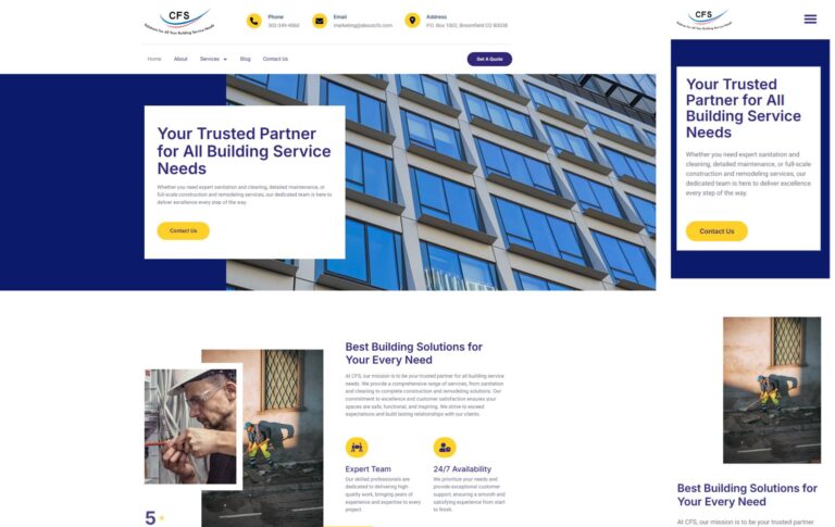 Building service website layout.