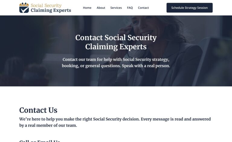 Website contact information page.