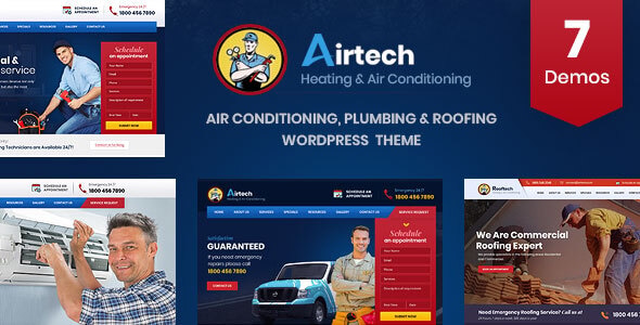 Airtech WordPress theme previews.