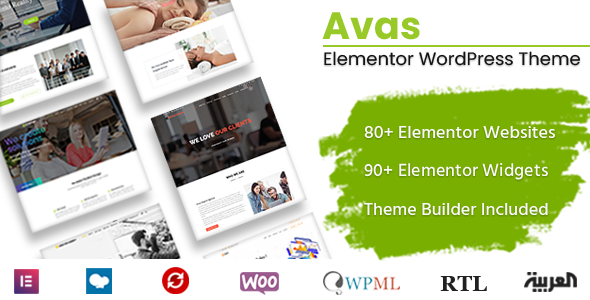 Avas WordPress theme features.