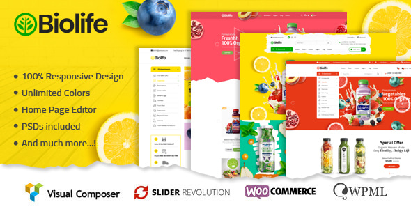 Biolife website templates display.