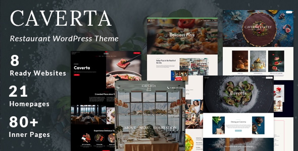 Caverta restaurant theme preview.