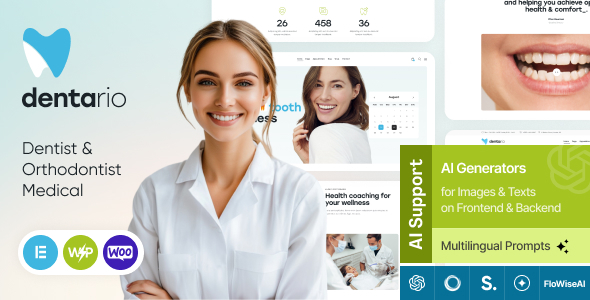 Smiling dentist promotional banner.