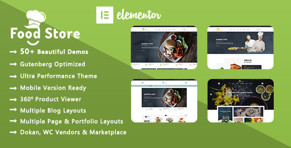 Food Store theme features list.