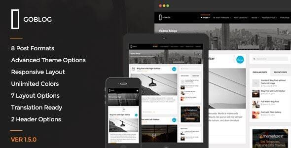 Responsive blog theme preview.