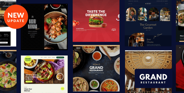 Restaurant website templates grid.