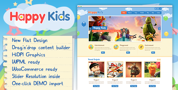 Happy Kids website template preview.