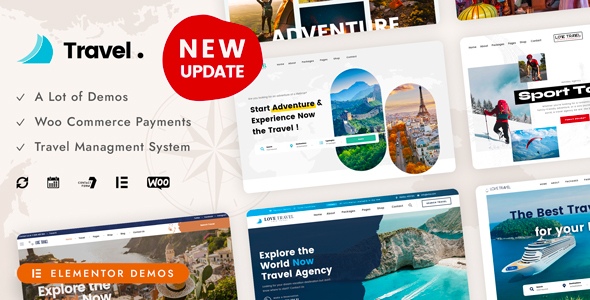 Travel website templates display.