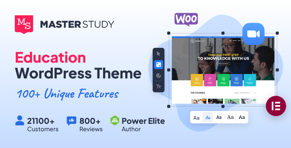 Education WordPress theme promo.