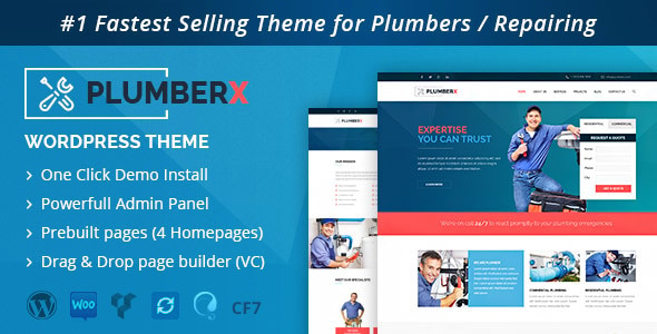PlumberX WordPress theme ad.