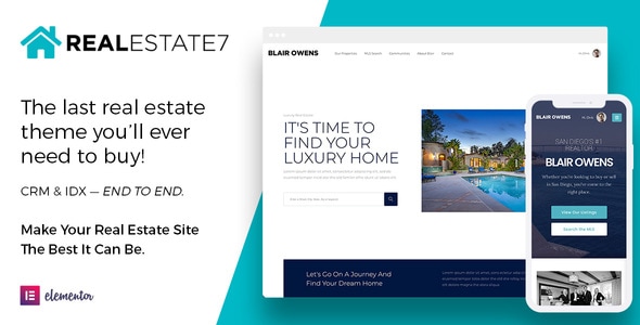 Real estate website theme preview.