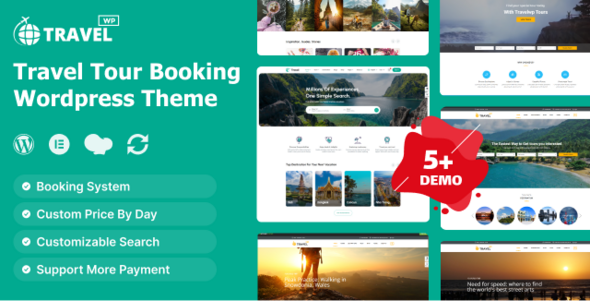 Travel booking theme preview.