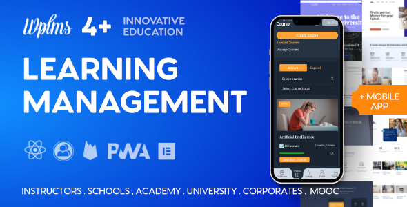Learning management app display.